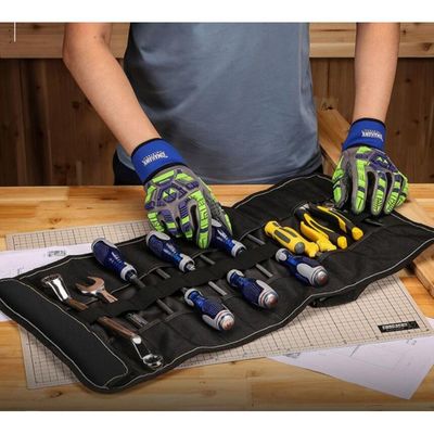 Bolsa de herramientas confortable de rollo negro Bolsa de herramientas de rollo de capacidad media